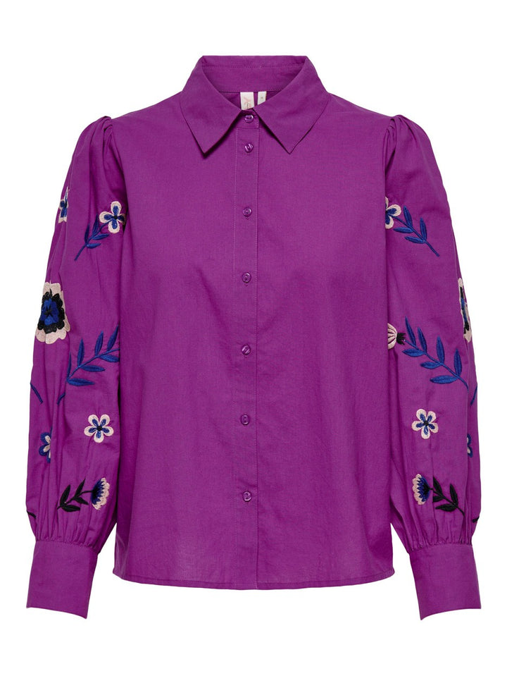 Onlzora Lise Ls Emb. Shirt Wvn Cs - Cerise