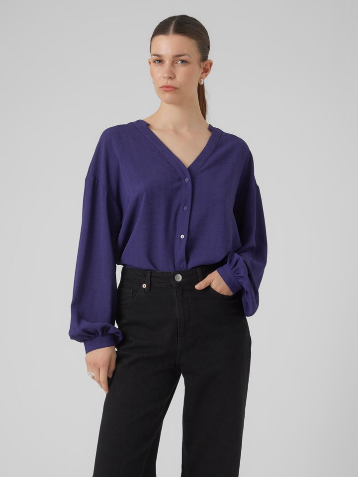 Vmeye L/s Top Wvn Btq Ga - Aubergine