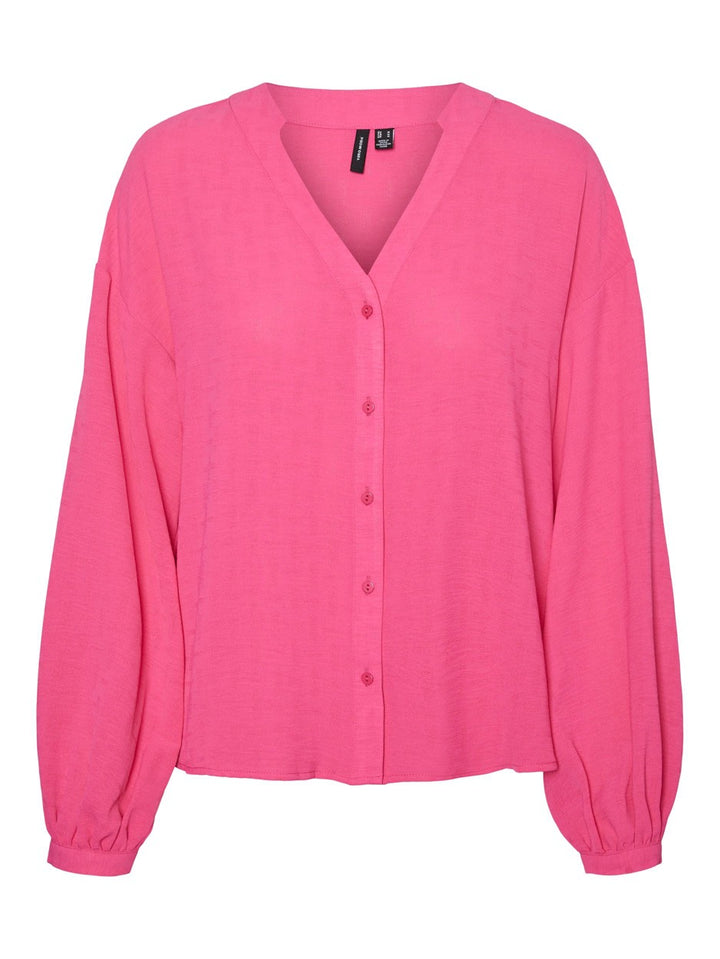 Vmcharlotte L/s V-neck Top Wvn Btq - Fuchsia