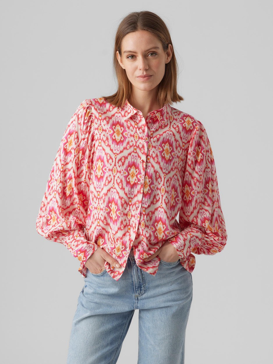 Vmsifa L/s Shirt Wvn Lcs - Roze Dessin