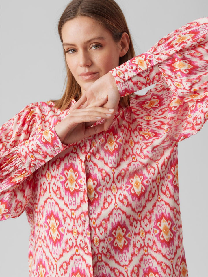 Vmsifa L/s Shirt Wvn Lcs - Roze Dessin