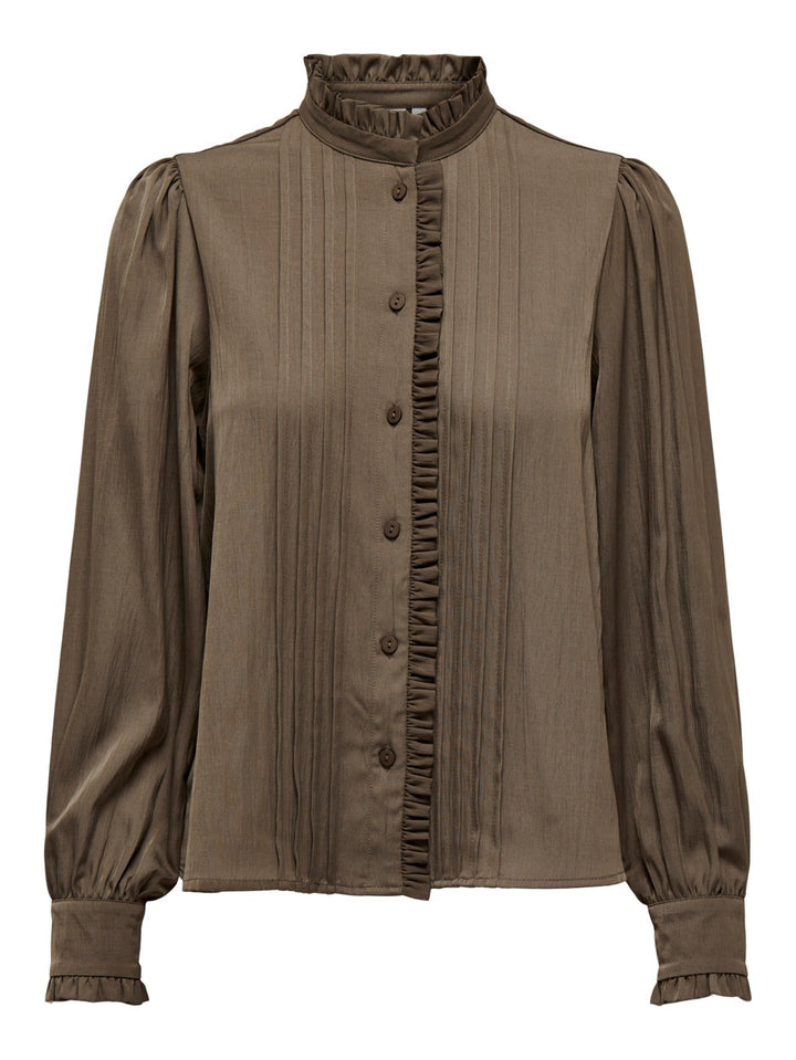 Onlsara Haylee Ls Pleat Shirt Wvn - Taupe