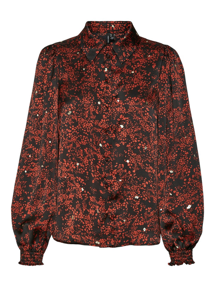 Vmeya L/s Shirt Wvn Btq - Zwart Dessin