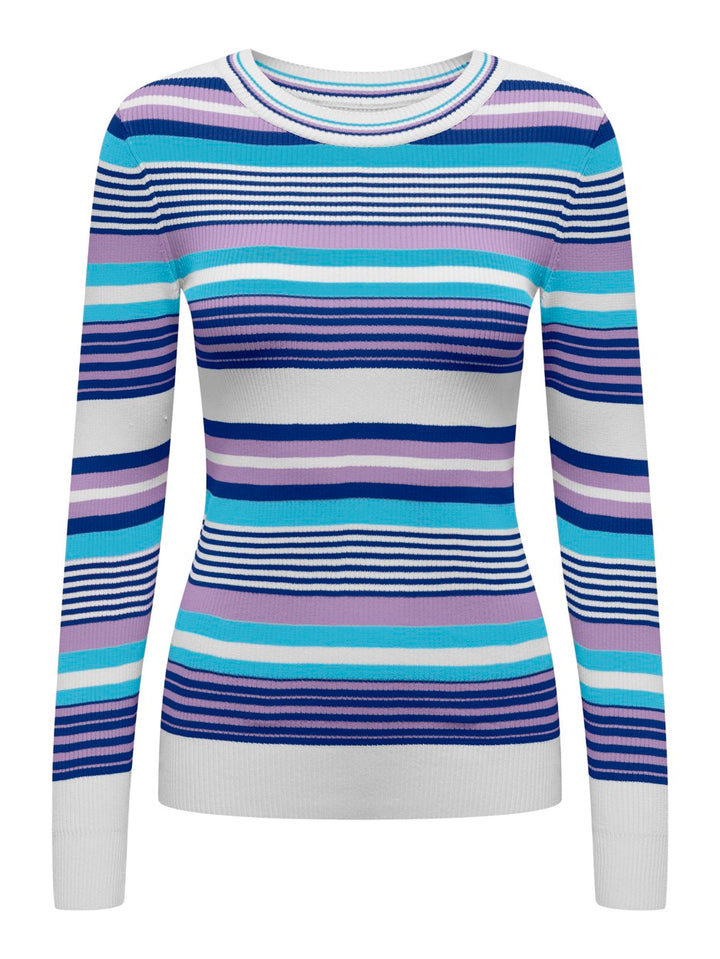 Onlmeleka Ls O-neck Stripe Cc Knt - Paars Dessin