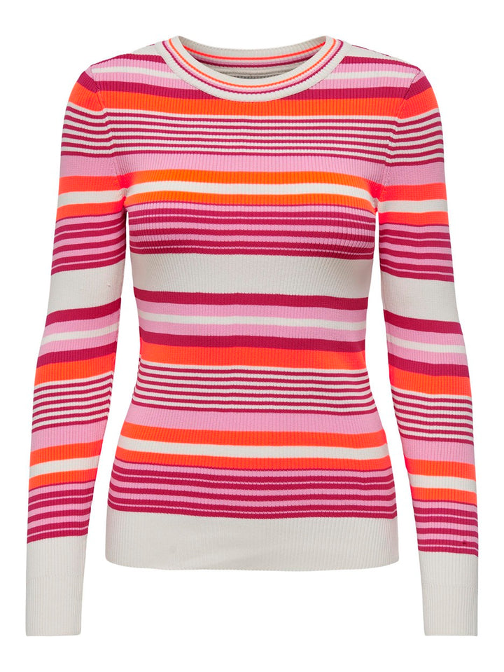 Onlmeleka Ls O-neck Stripe Cc Knt - Roze Dessin