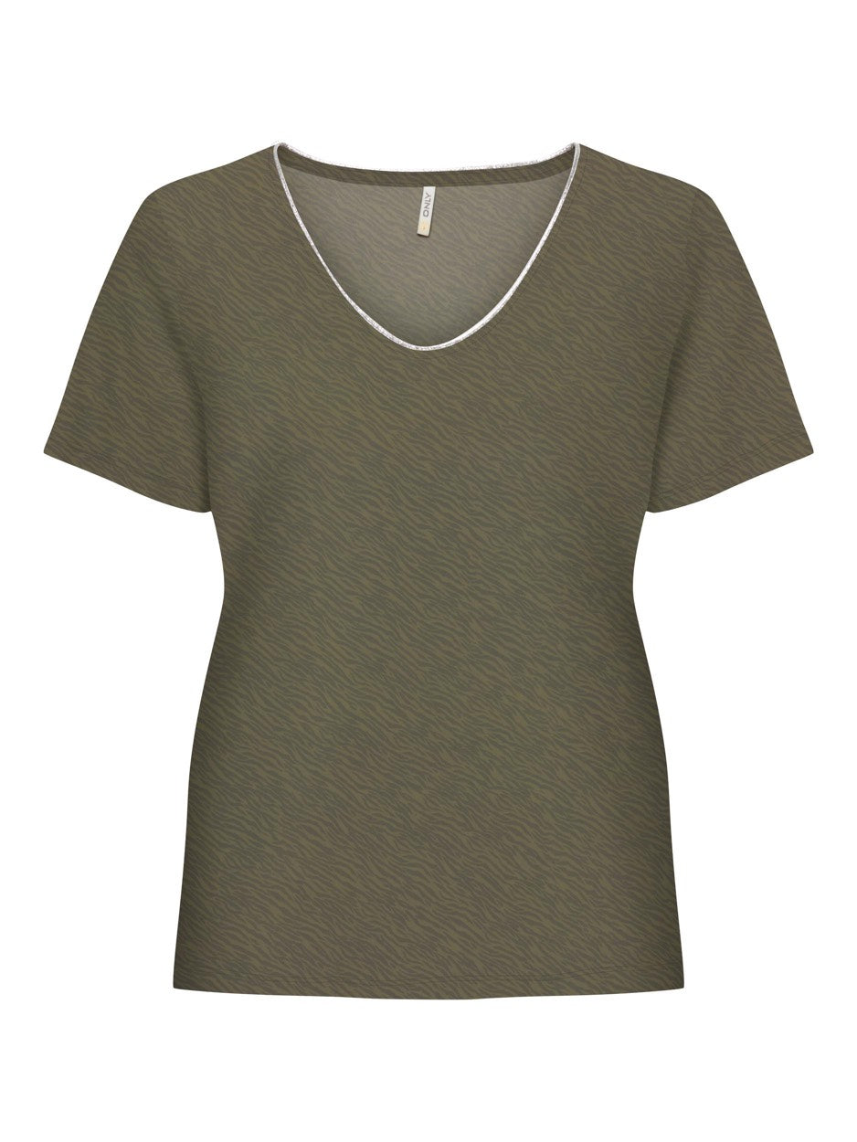 Onlnila S/s Glitter Aop Top Jrs - Groen Dessin