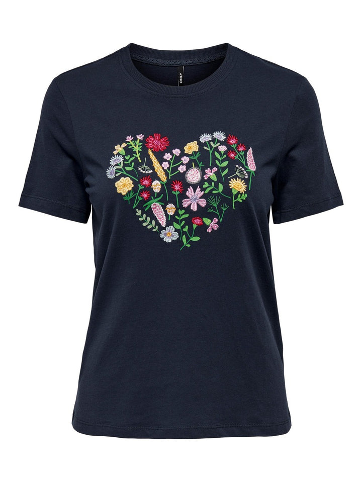 Onlemma Reg S/s Flower Top Box Jrs - Navy