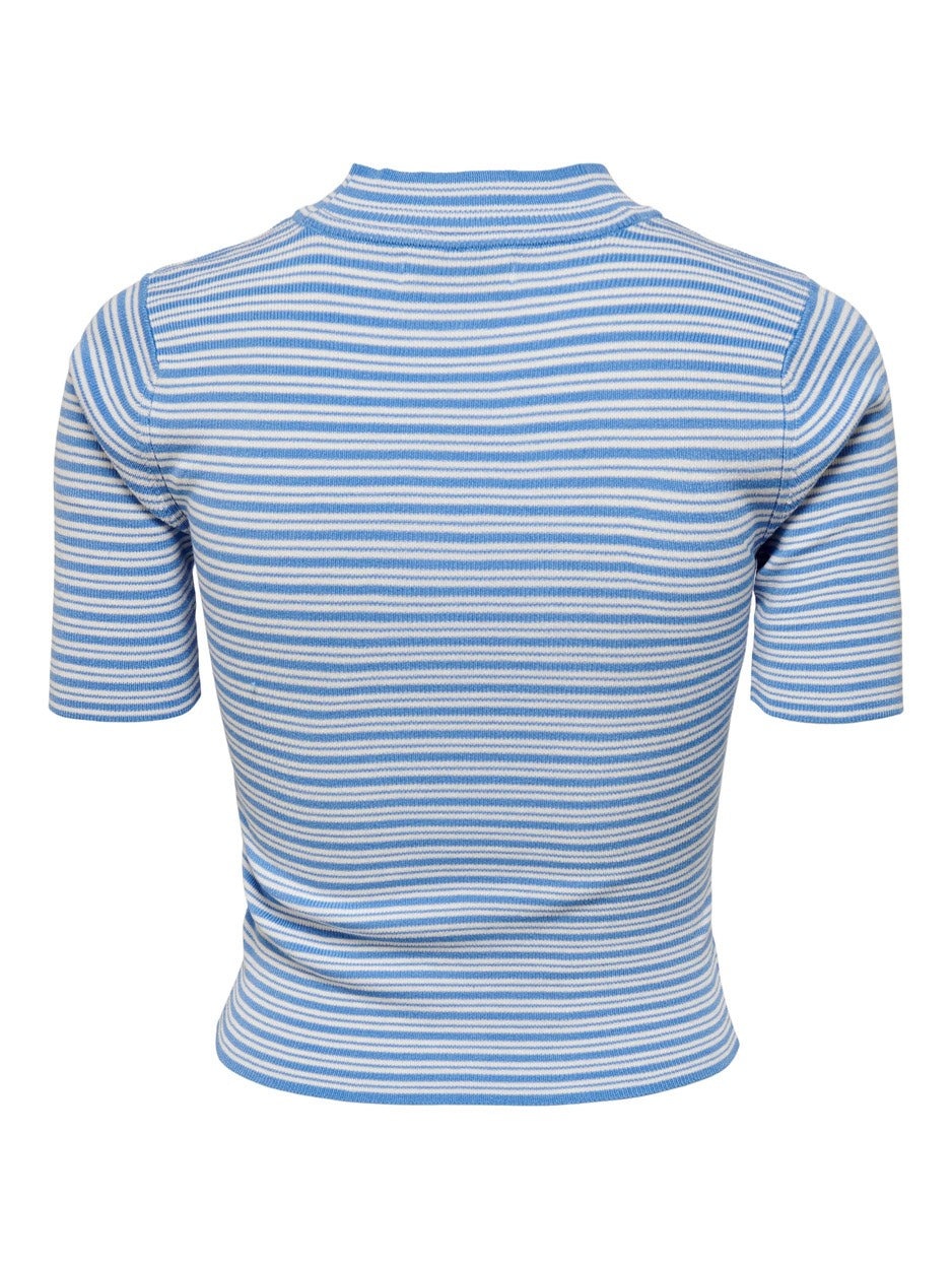 Jdyplum S/s Stripe Pullover Knt - Blauw Dessin