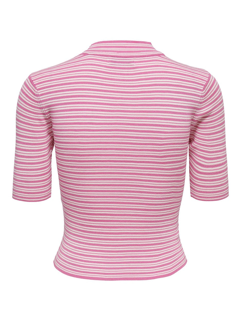 Jdyplum S/s Stripe Pullover Knt - Roze Dessin