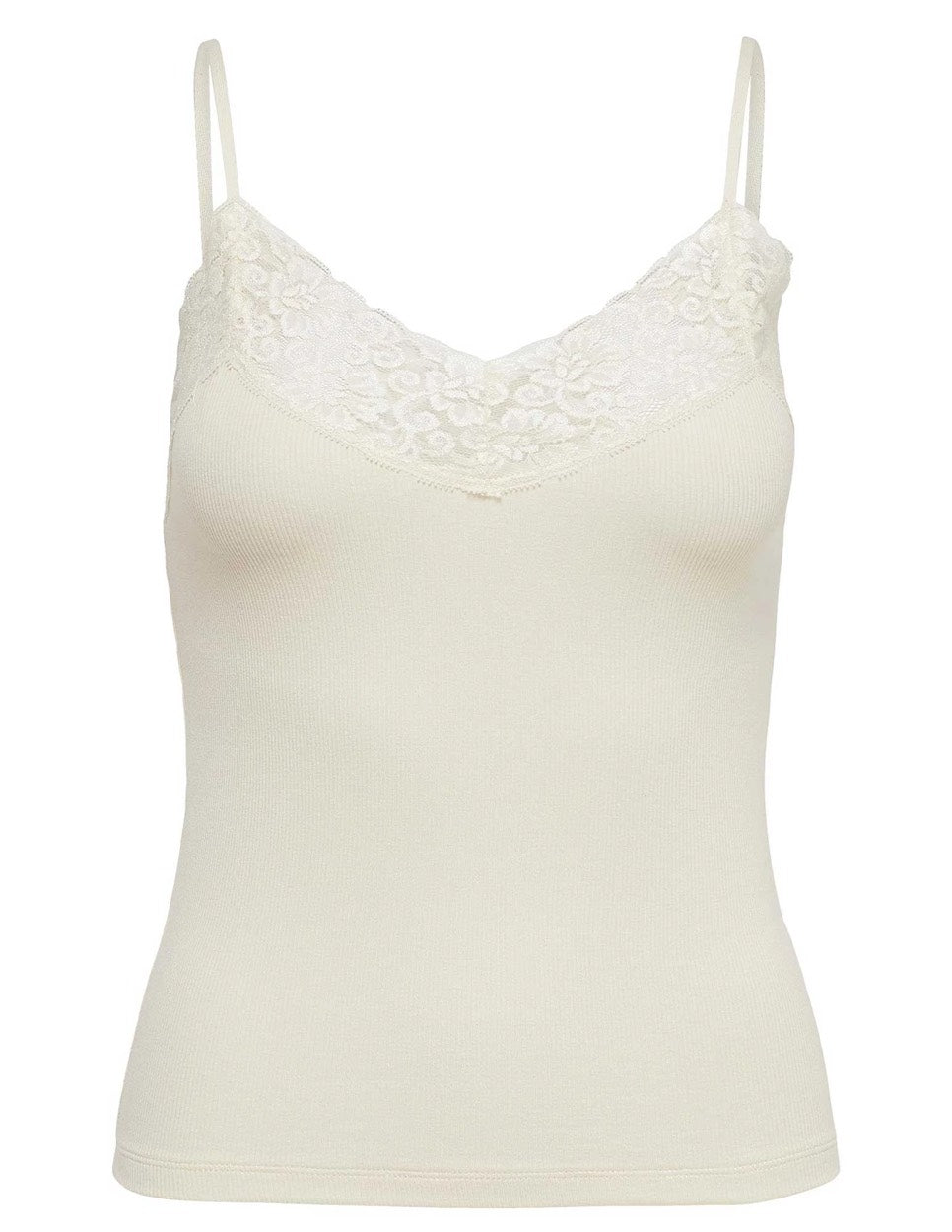 Onltilde Rib Lace Singlet Jrs - Ecru