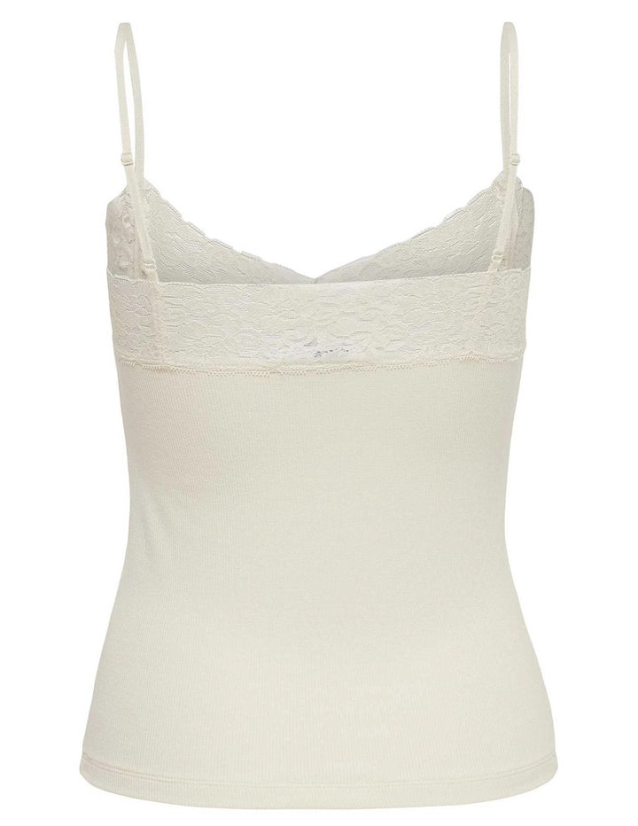 Onltilde Rib Lace Singlet Jrs - Ecru