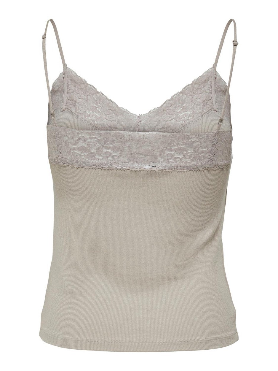 Onltilde Rib Lace Singlet Jrs - Beige