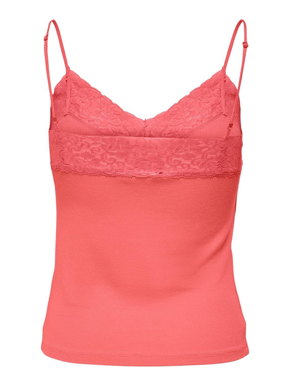 Onltilde Rib Lace Singlet Jrs - Zalm/peach