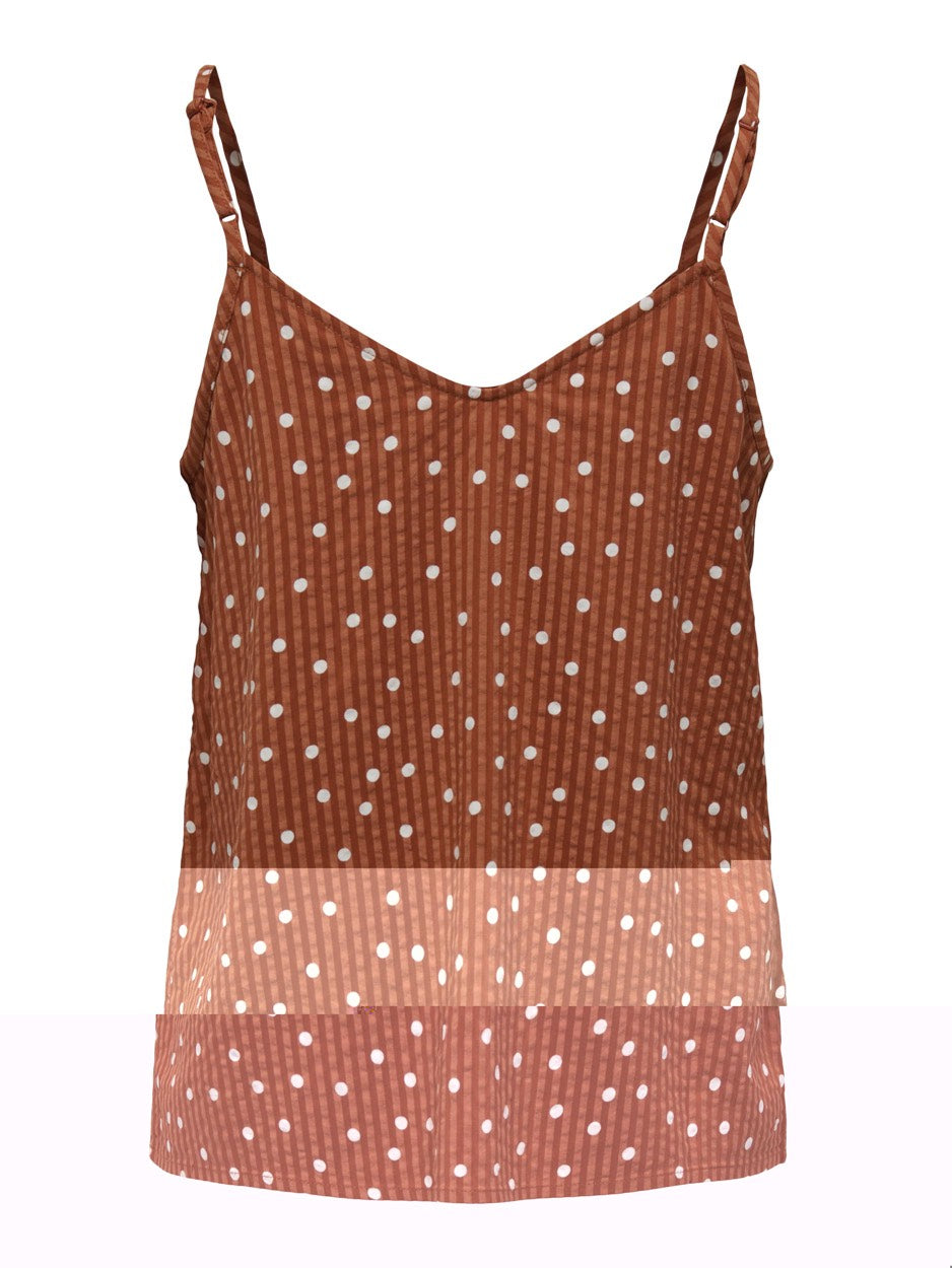 Onlemily Button Singlet Ptm - Bruin Dessin