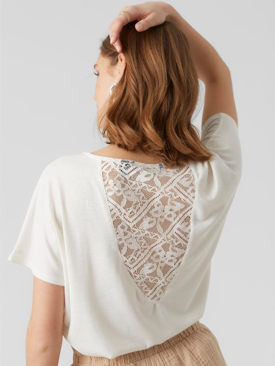 Vmmarijune Ss Lace Top Jrs - Wit