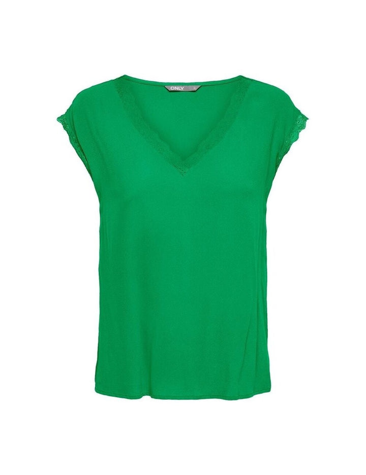 Onljasmina S/s V-neck Lace Top Noos - Groen