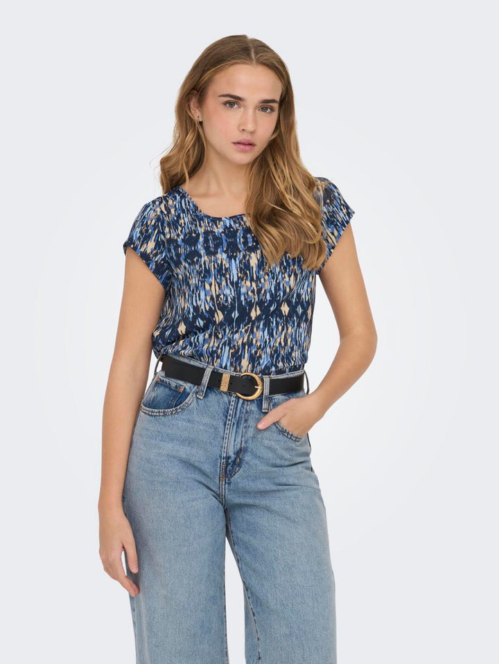 Onlvic S/s Aop Top Noos Ptm - Blauw Dessin