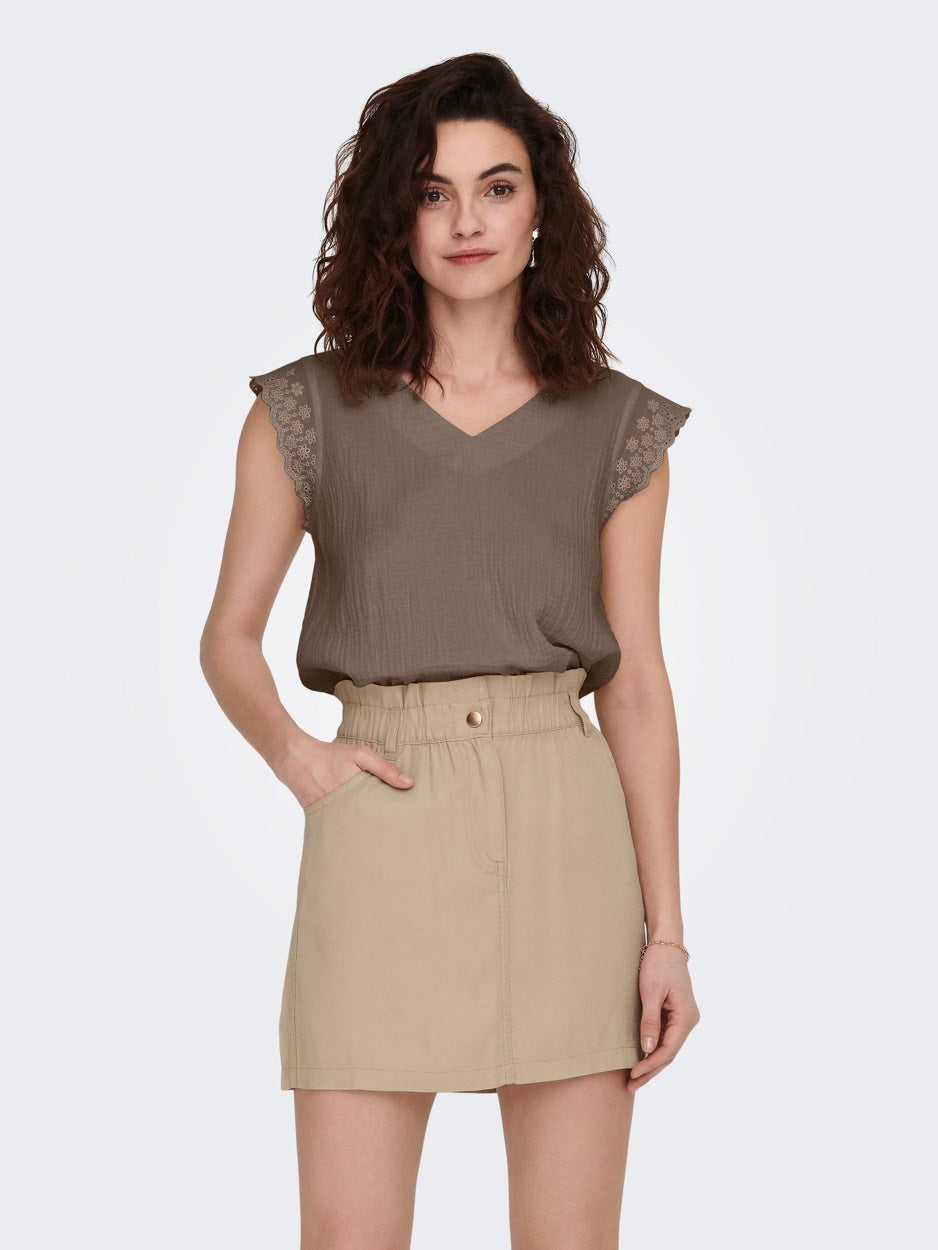 Onlthyra Sl Mix Top Wvn - Taupe