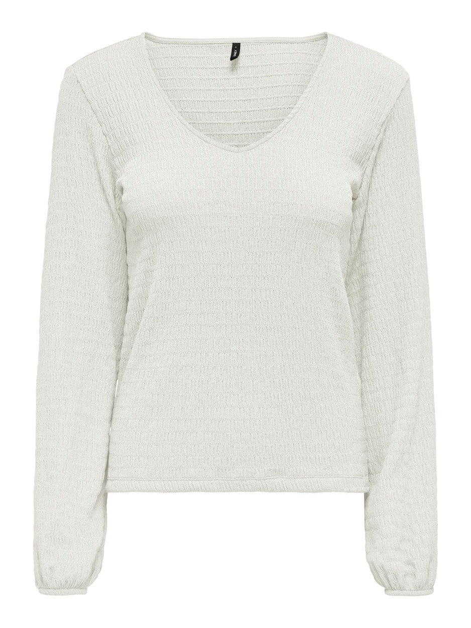 Onlmadelina L/s V-neck Top Cc Jrs - Off-white