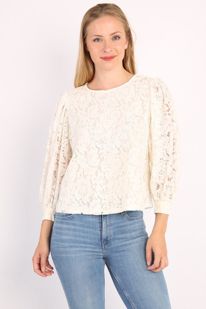 Onlyrsa 78 Lace Top Nl Wvn - Off-white