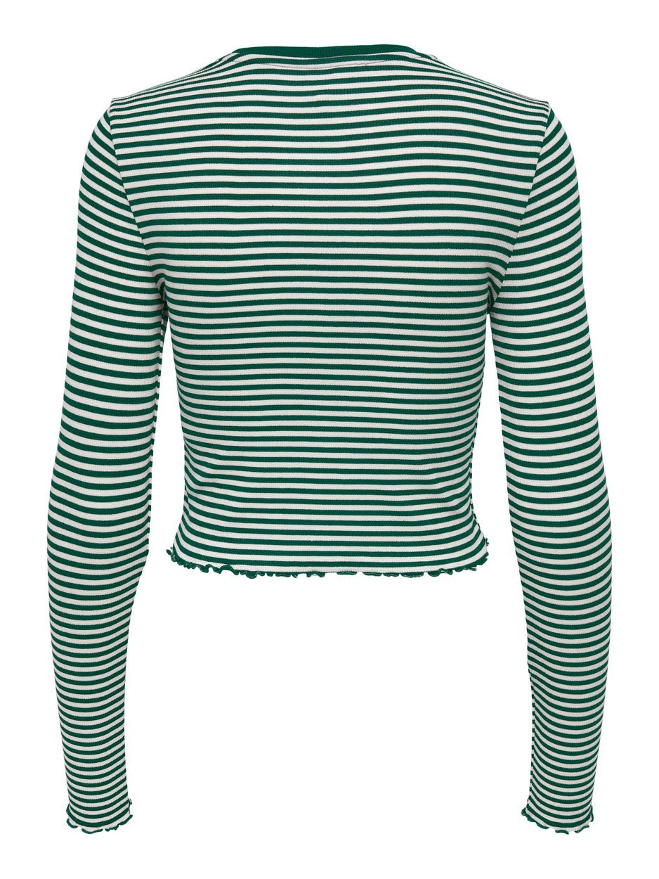 Onlmaja L/s Cropped Stripe Top Cc J - Groen Dessin