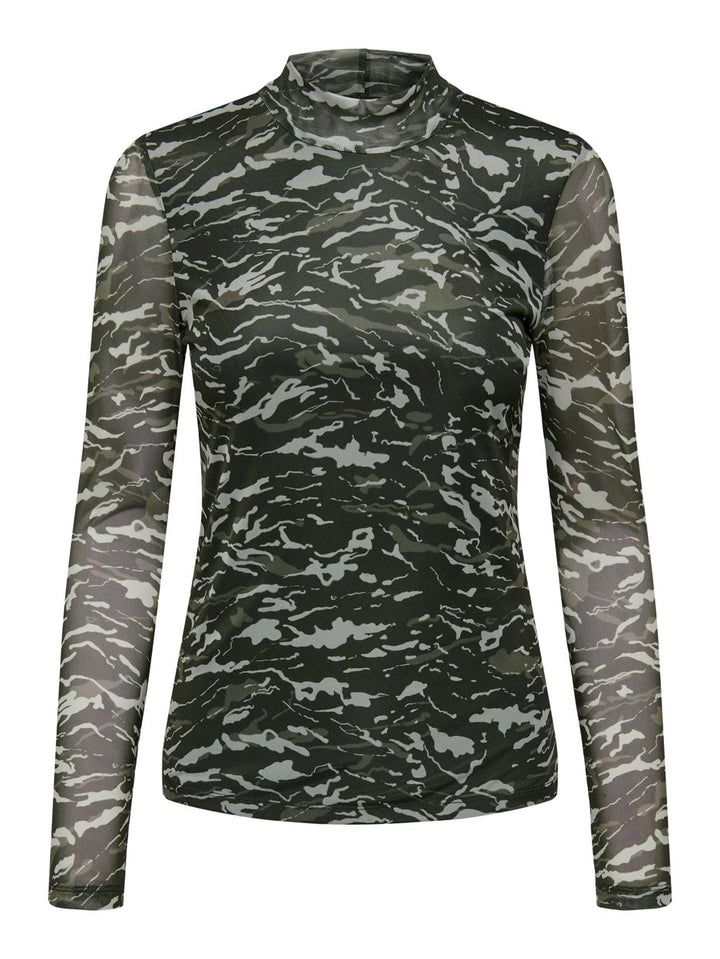 Onlerica L/s High Neck Top Cs Jrs - Groen Dessin