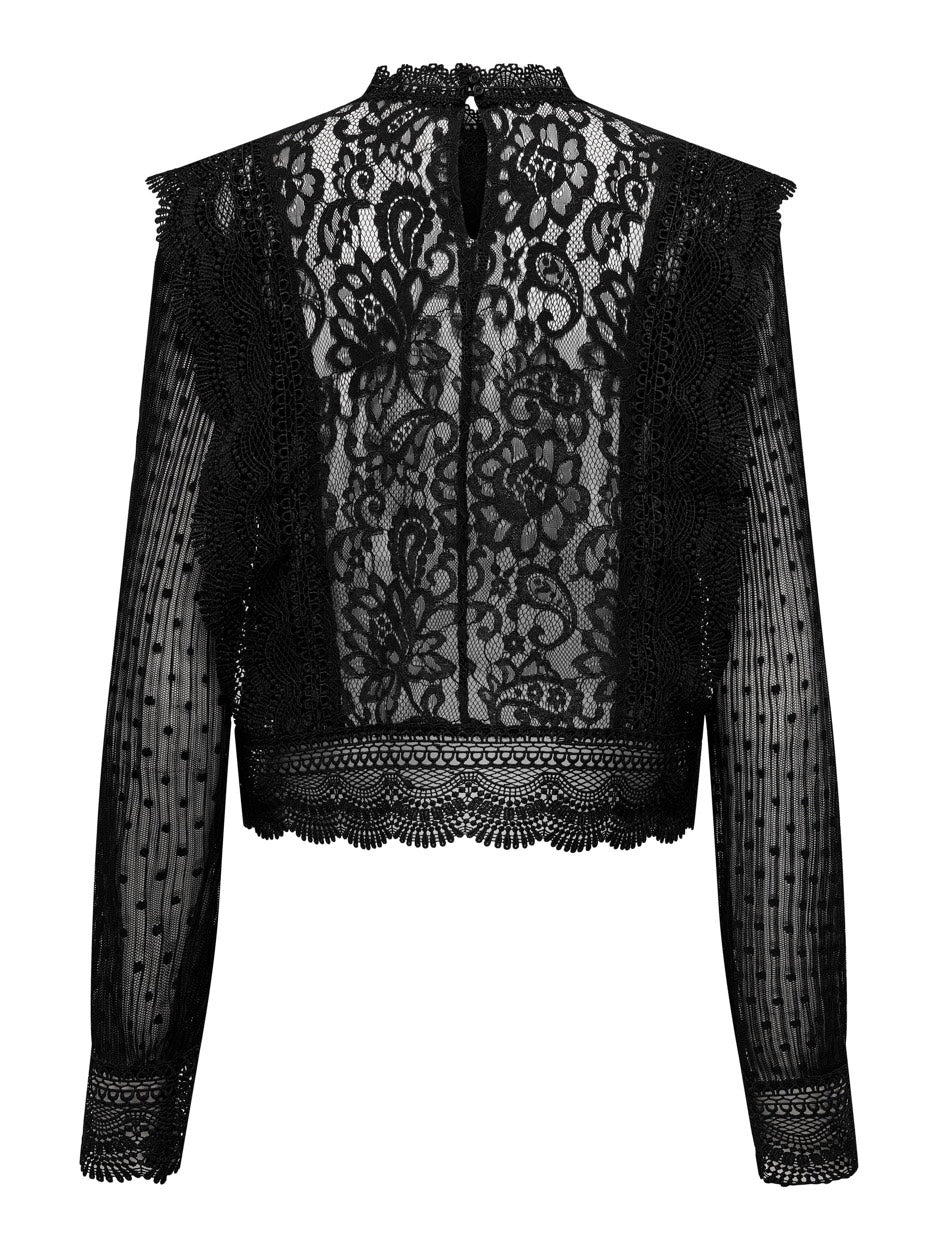 Onleliana Karo Ls Lace Top Wvn - Zwart