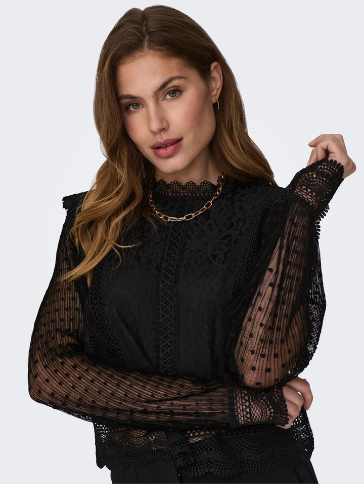 Onleliana Karo Ls Lace Top Wvn - Zwart