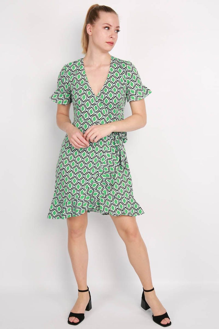 Onlolivia S/s Wrap Dress Wvn Noos - Wit Dessin