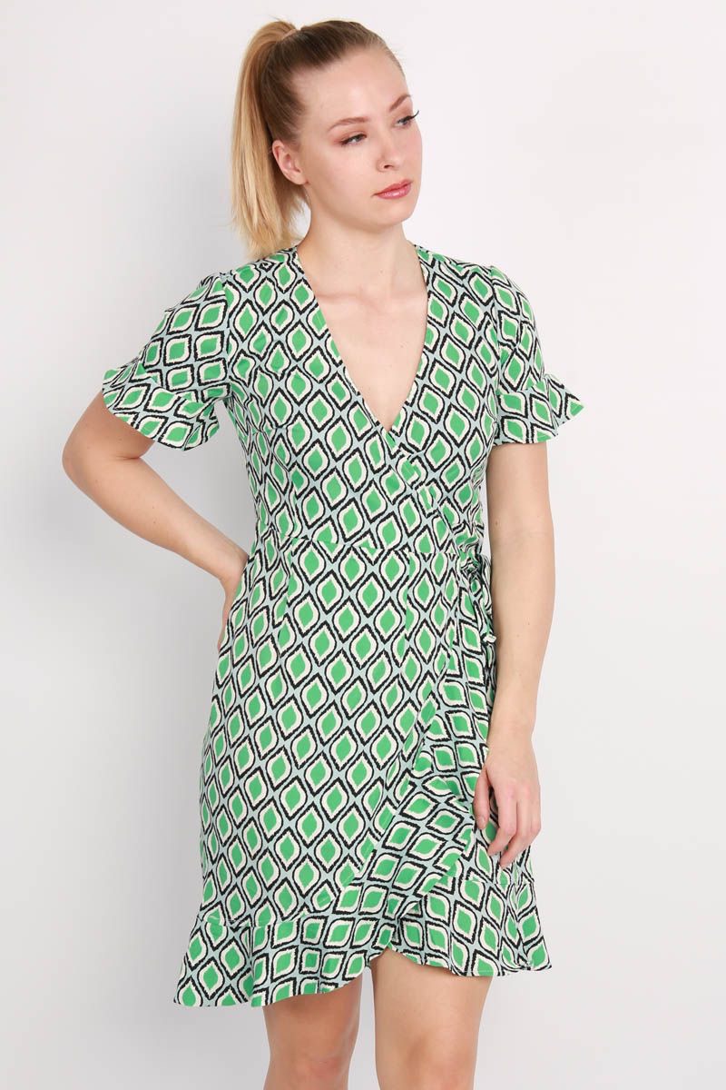 Onlolivia S/s Wrap Dress Wvn Noos - Wit Dessin