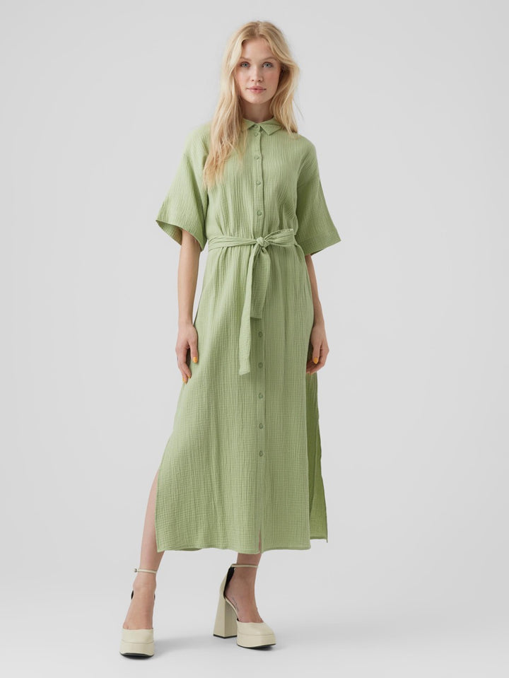 Vmnatali Nia 2/4 Calf Shirt Dress W - Olijf