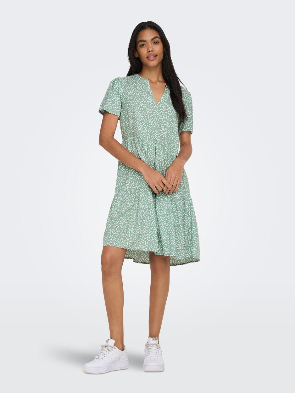 Onlzally Life S/s Thea Dress Noos P - Groen Dessin