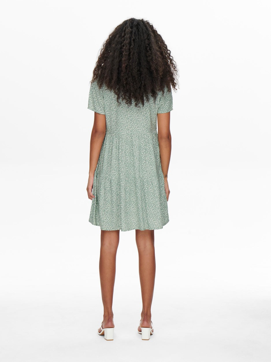 Onlzally Life S/s Thea Dress Noos P - Groen Dessin