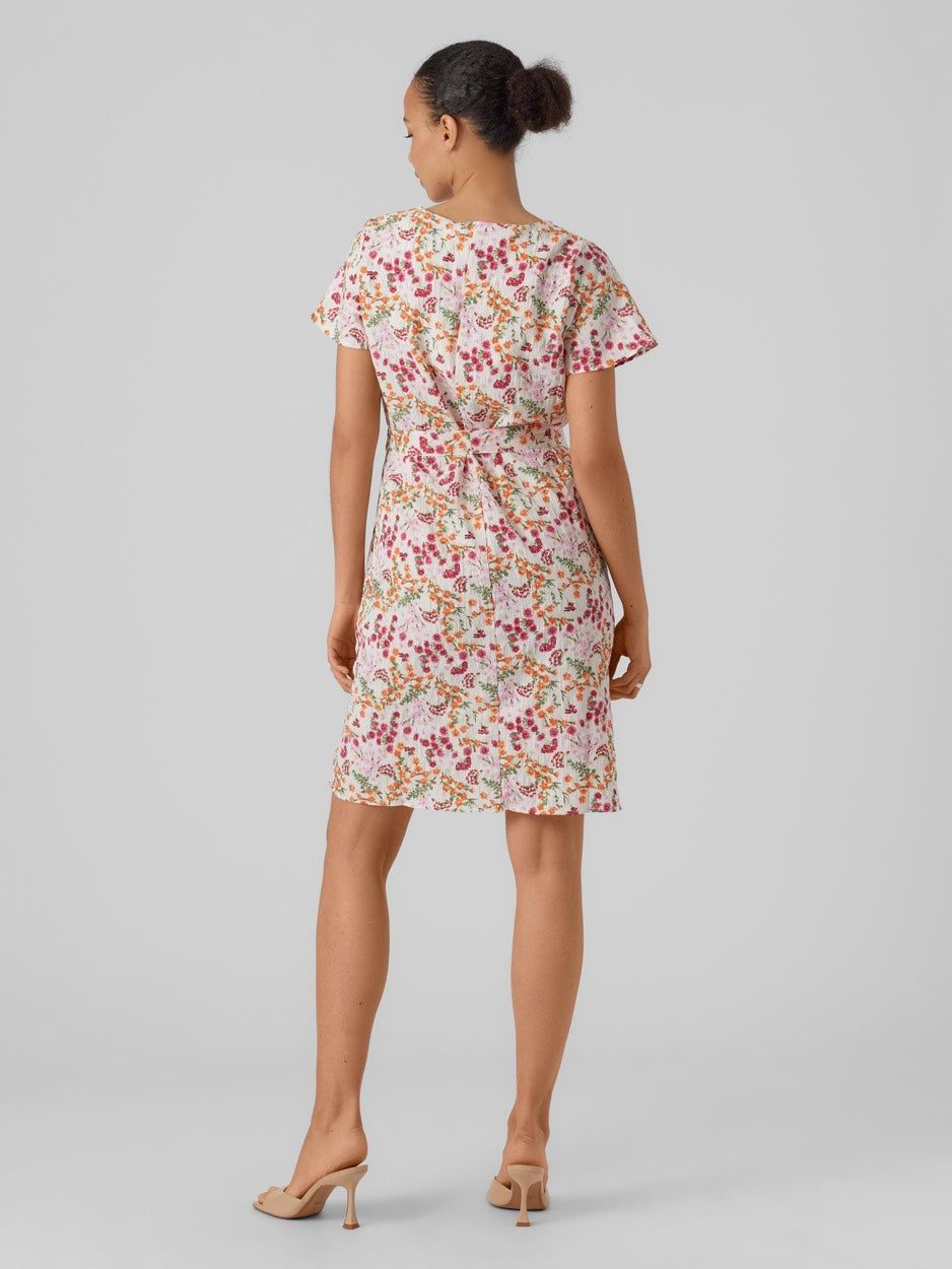 Vmutilla S/s V-neck Abk Dress Wvn B - Roze Dessin