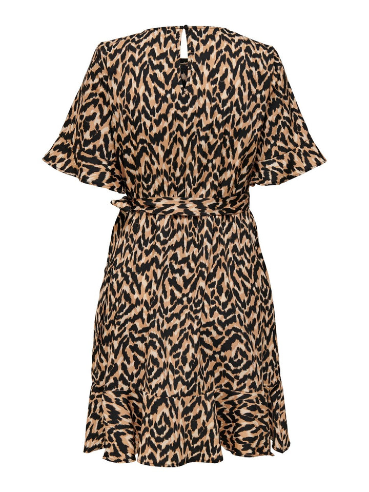 Onlnew Olivia S/s Short Wrap Dress - Bruin Dessin