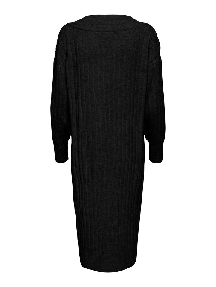 Onlnew Tessa L/s Midi V Dress Knt N - Zwart