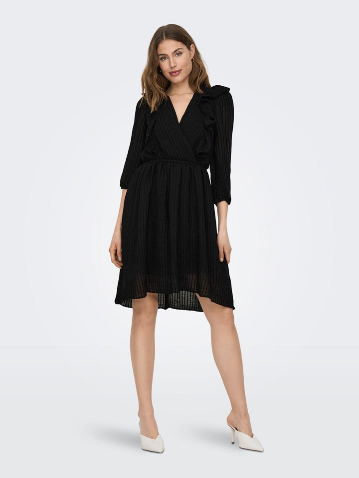 Onllondon 3/4 Ruffle Dress Noos Wvn - Zwart