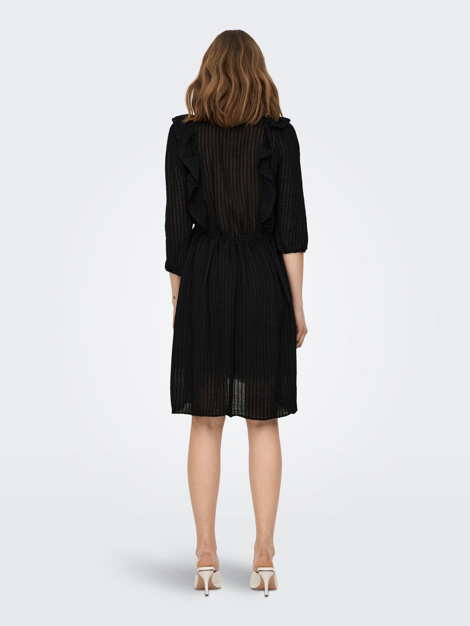 Onllondon 3/4 Ruffle Dress Noos Wvn - Zwart