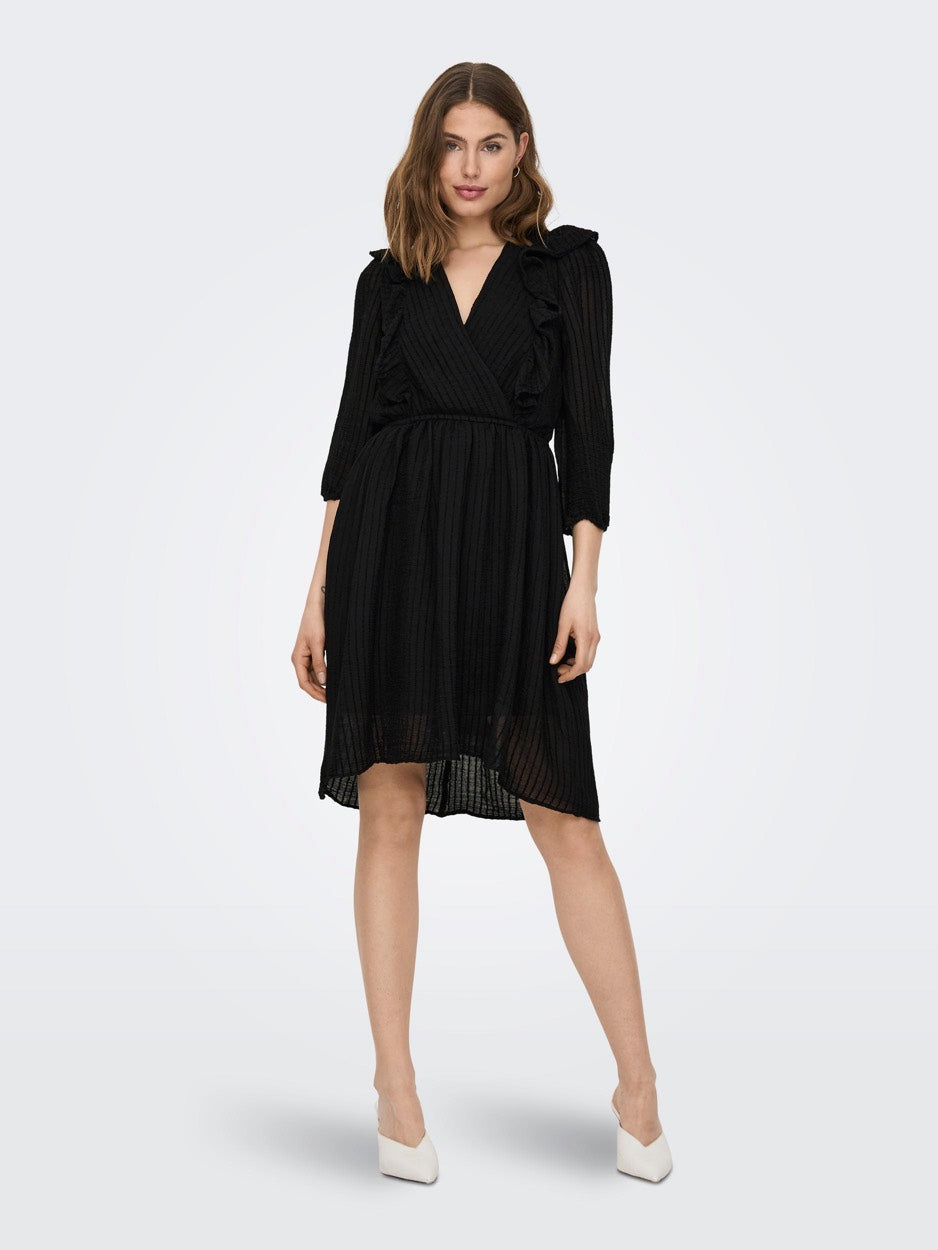 Onllondon 3/4 Ruffle Dress Noos Wvn - Zwart