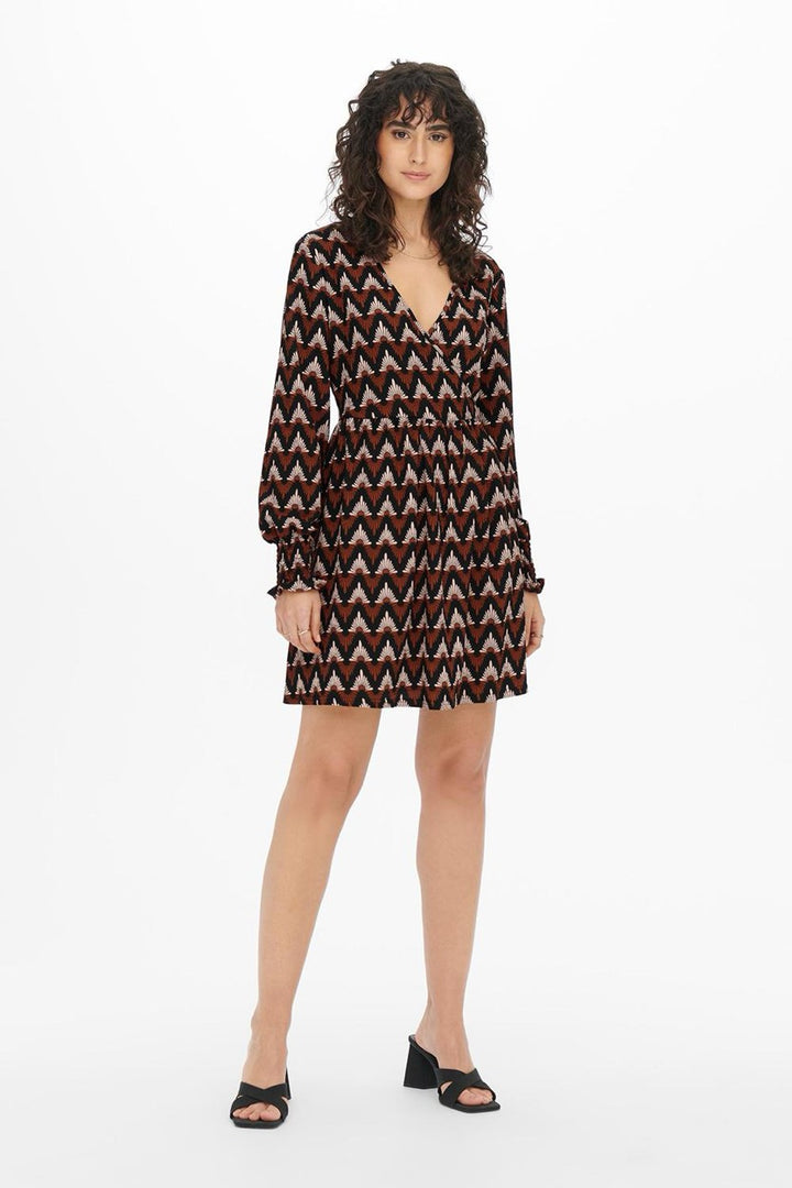 Jdylotus L/s Wrap Dress Jrs - Zwart Dessin