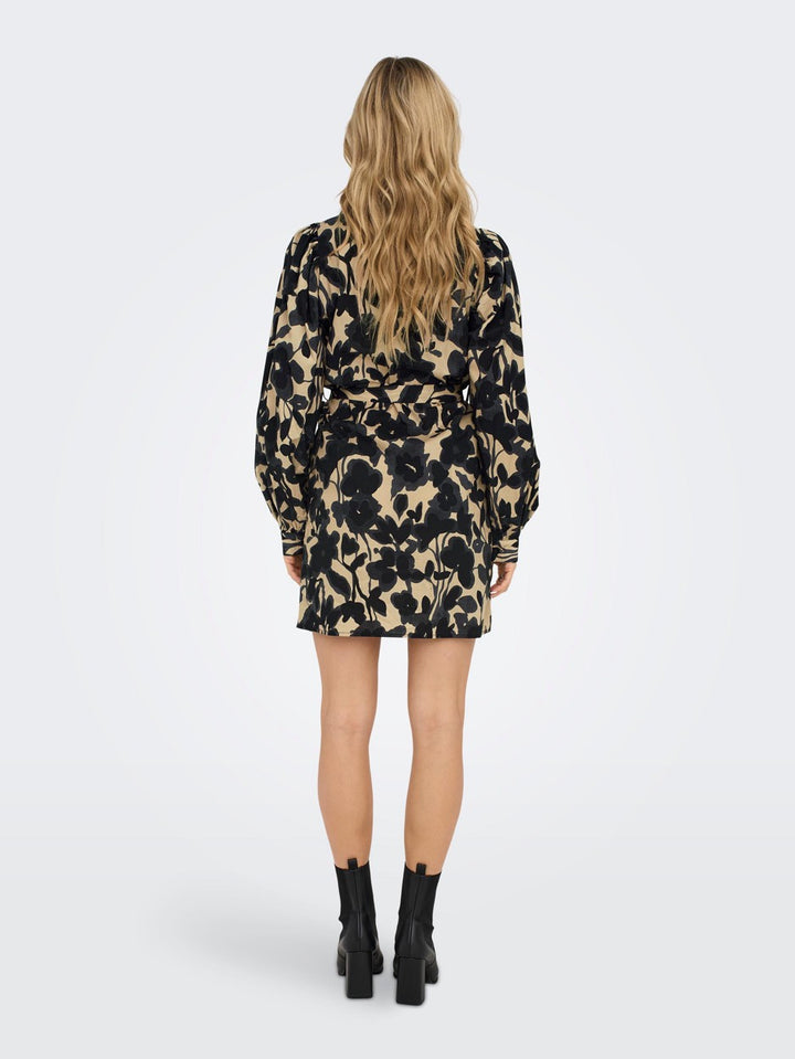 Onljada L/s Volume Shirt Dress Ptm - Zwart Dessin