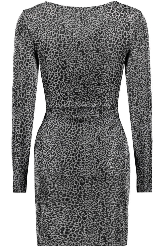 Onlqueen L/s V-neck Glitter Dress J - Zilverkleurig