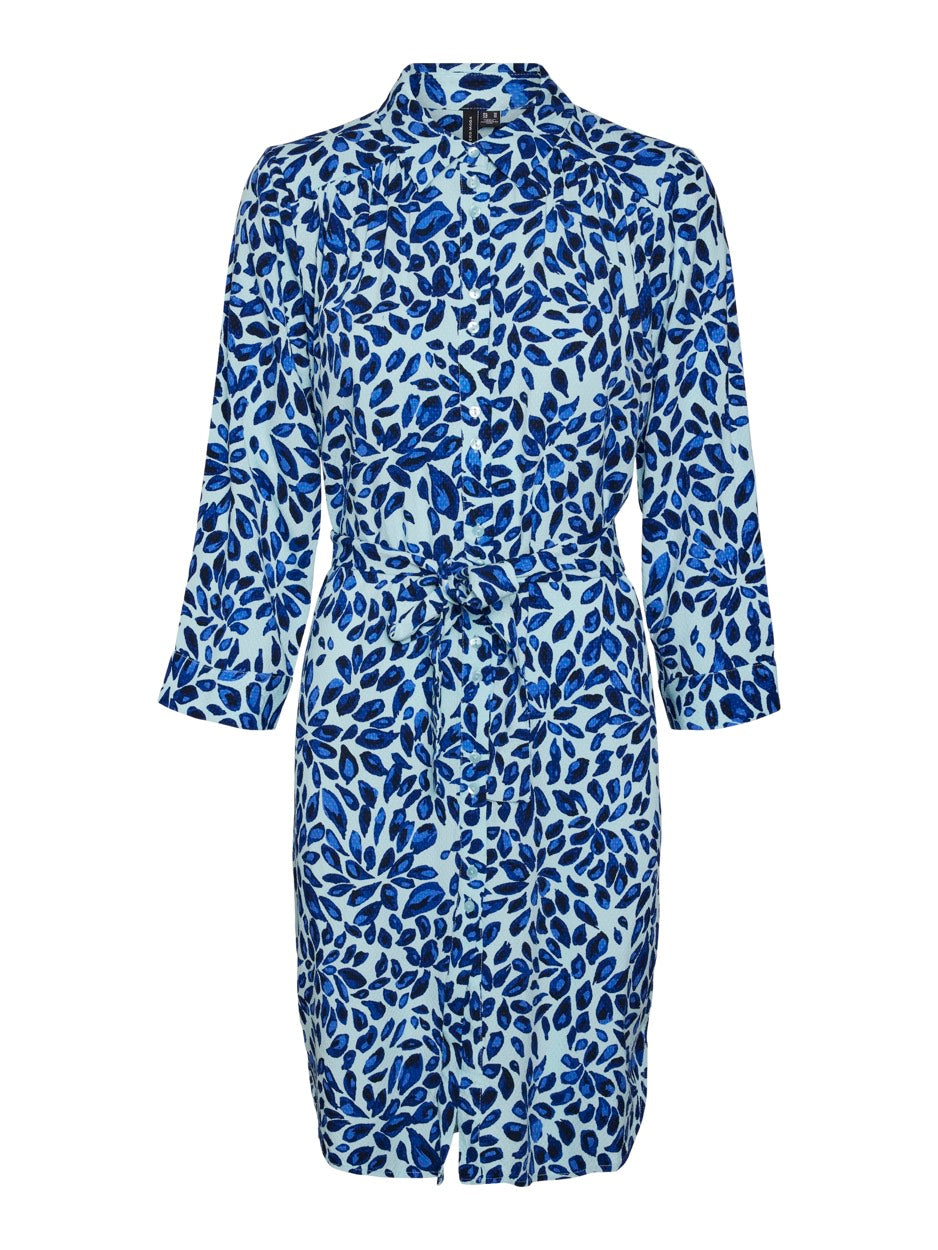 Vmgwen 3/4 Abk Shirt Dress Wvn Btq - Blauw Dessin