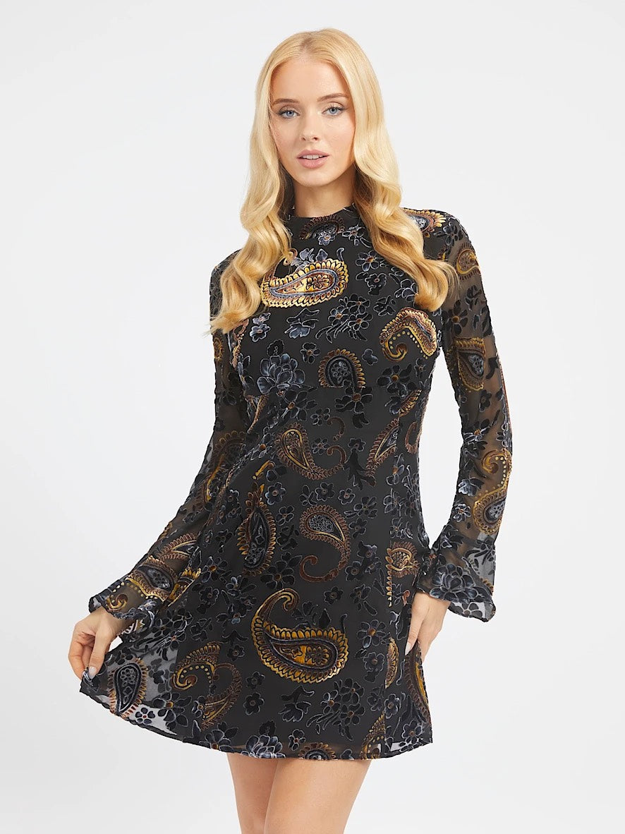 Marina Paisley Dress - Zwart Dessin