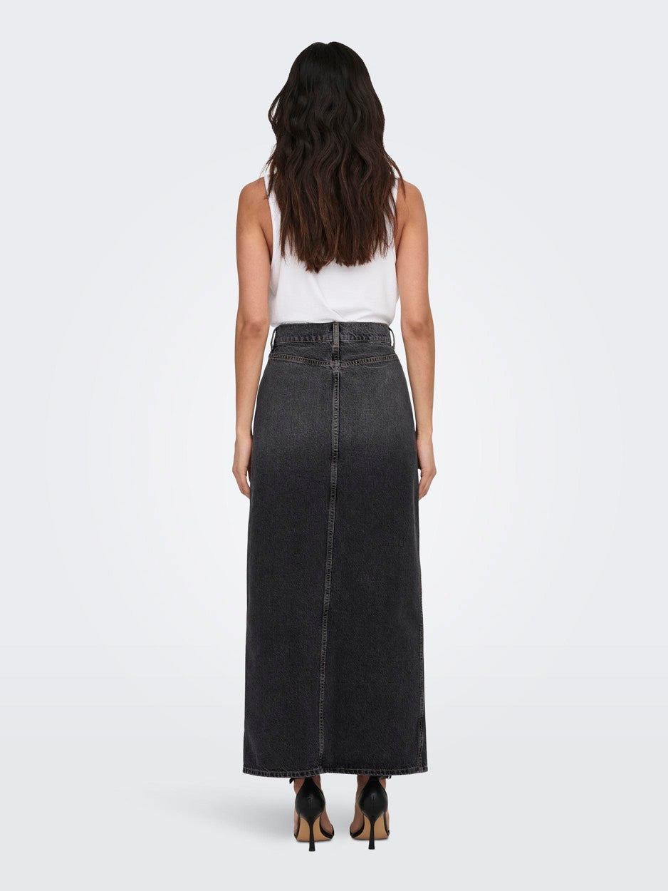 Onlcilla Long Slit Skirt Dnm Noos - Black Denim
