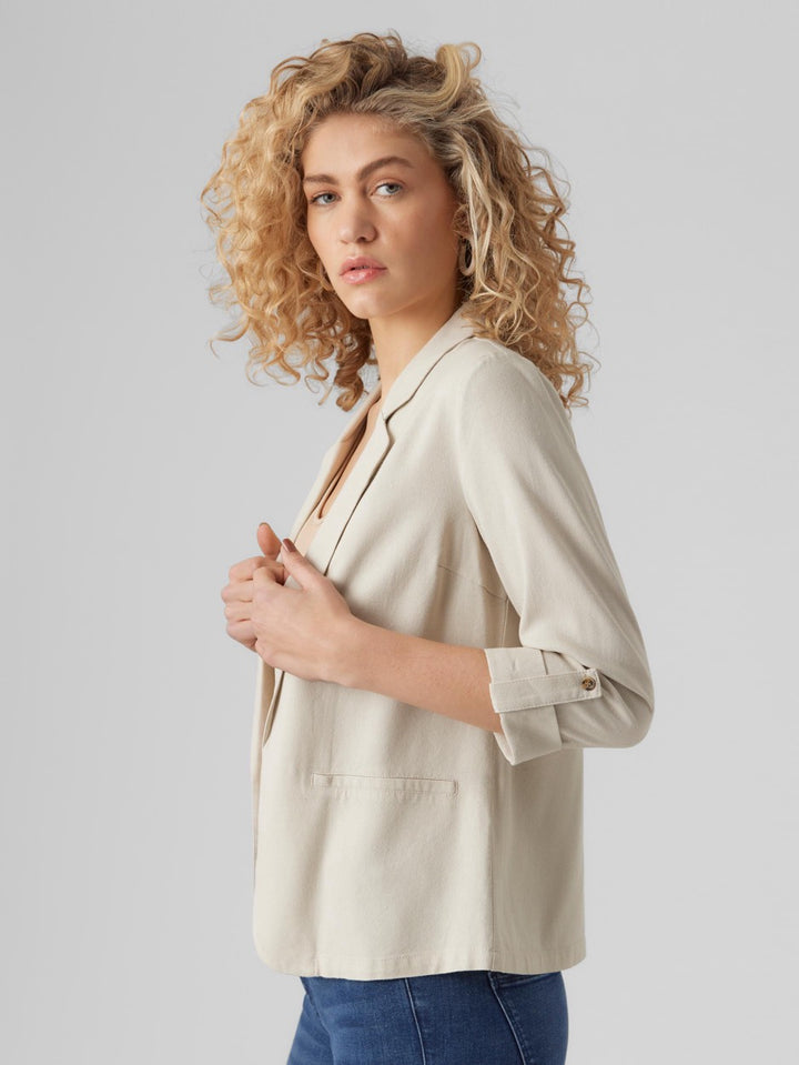 Vmjesmilo 3/4 Loose Blazer Wvn Ga N - Beige