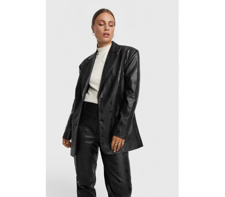 Leather Oversized Blazer - Zwart