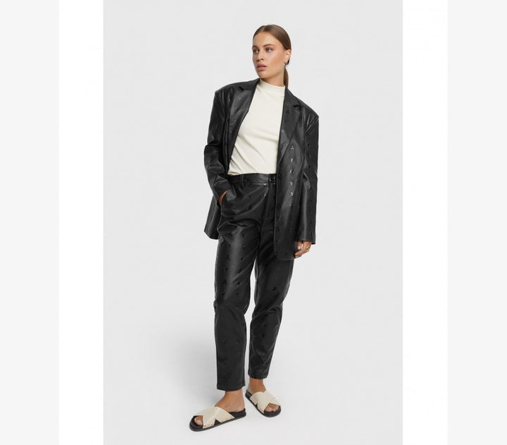 Leather Oversized Blazer - Zwart