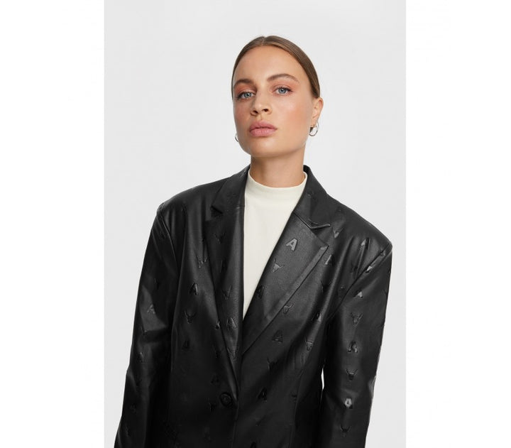 Leather Oversized Blazer - Zwart