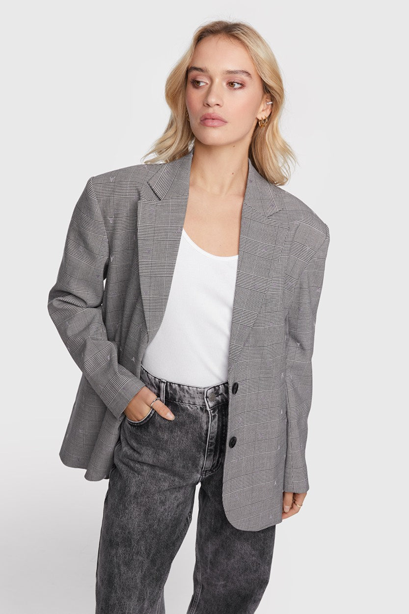 Ladies Woven Special Check Blazer - Zwart Dessin